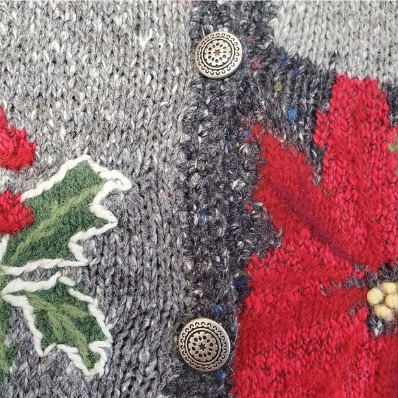 Northern Isles XL Poinsettia Flower Cardigan Holiday Christmas Winter - Picture 6 of 11